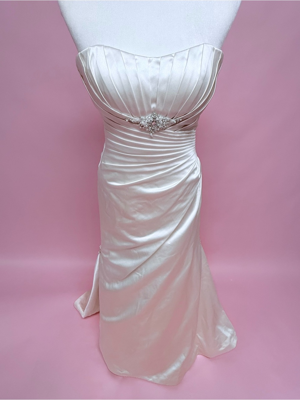 Ella Strapless Champagne Satin Bridal Gown - Picture 4 of 10
